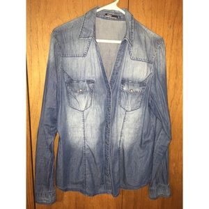 Denim faded button down with snaps